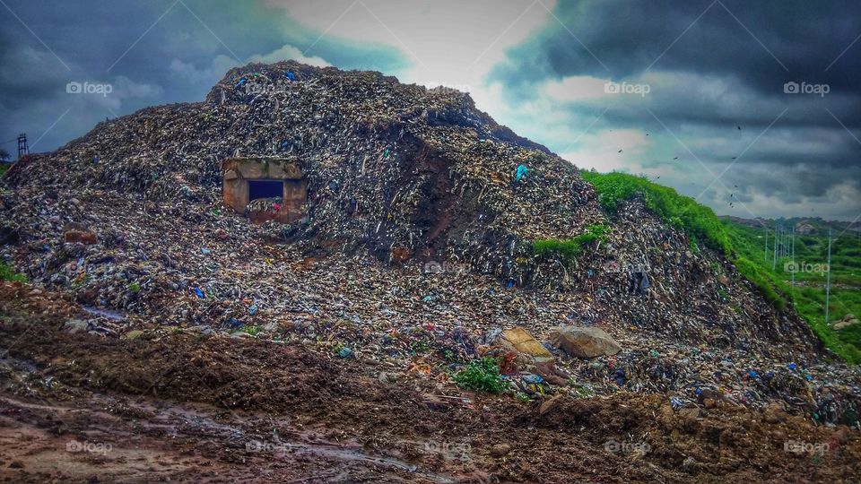 Plastic bag mountain.