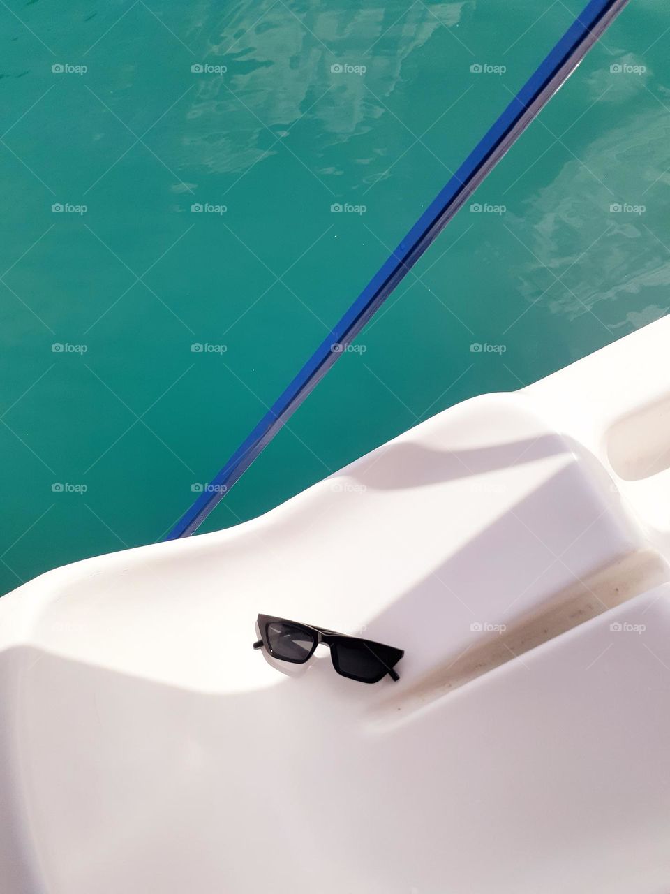 pure blue water in an artificial quarry in Ukraine