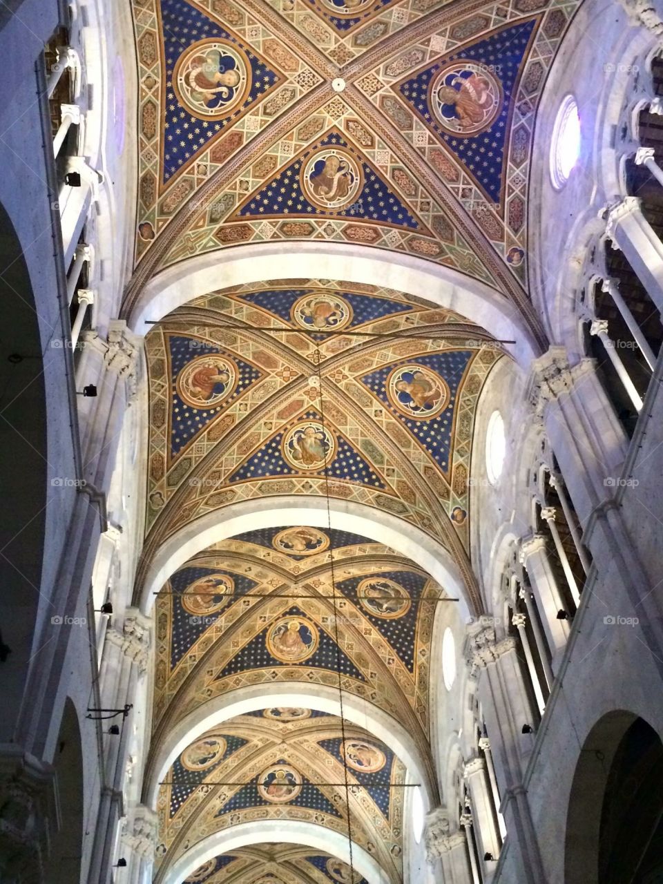 Beautiful ceiling in the church of St Martin, Lucca, Italy 
