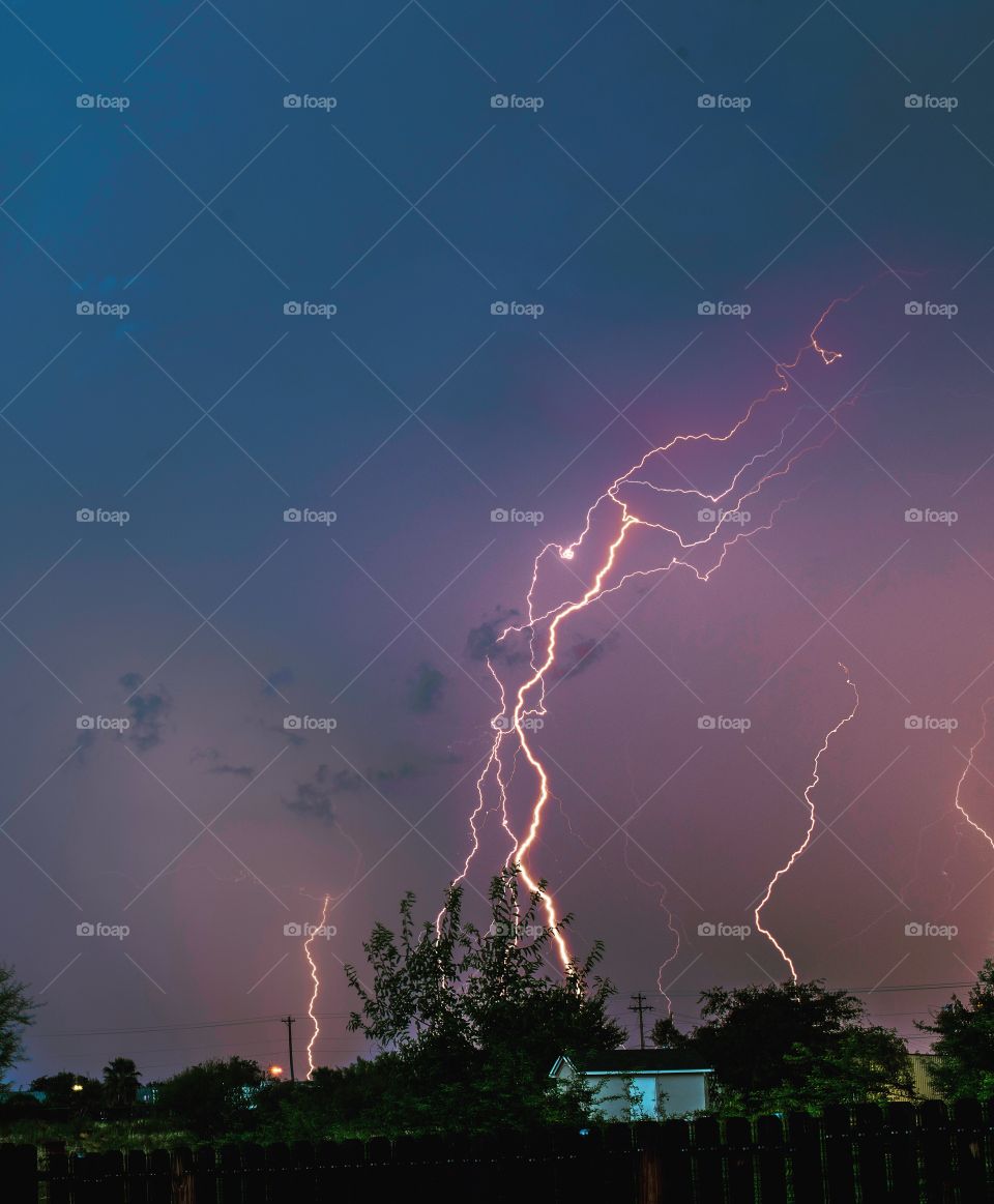 Thunderstorm with lightning in the sky
