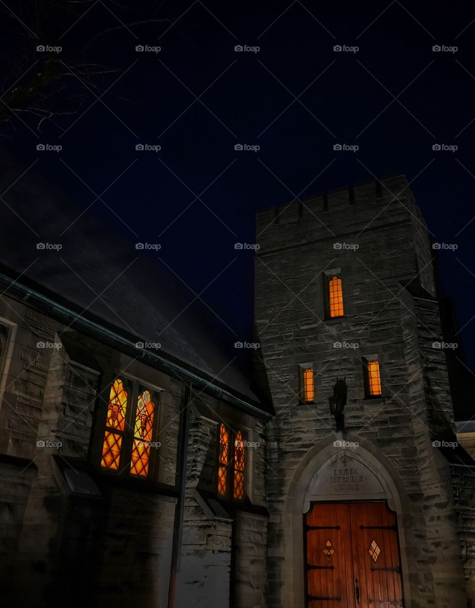 Old church in the night—taken in Valparaiso, Indiana 