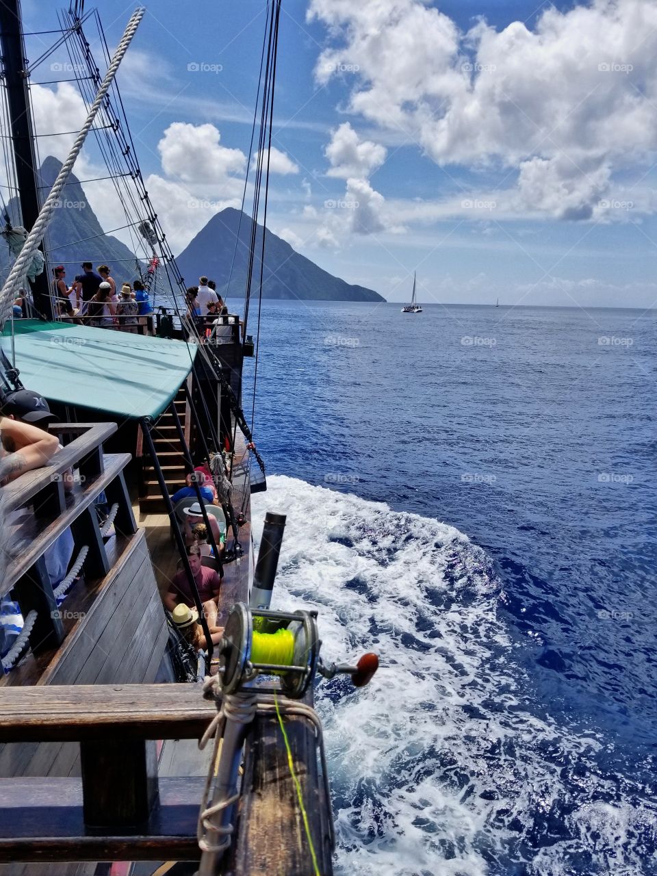Pirate ship excursion headed towards the pitons St Lucia