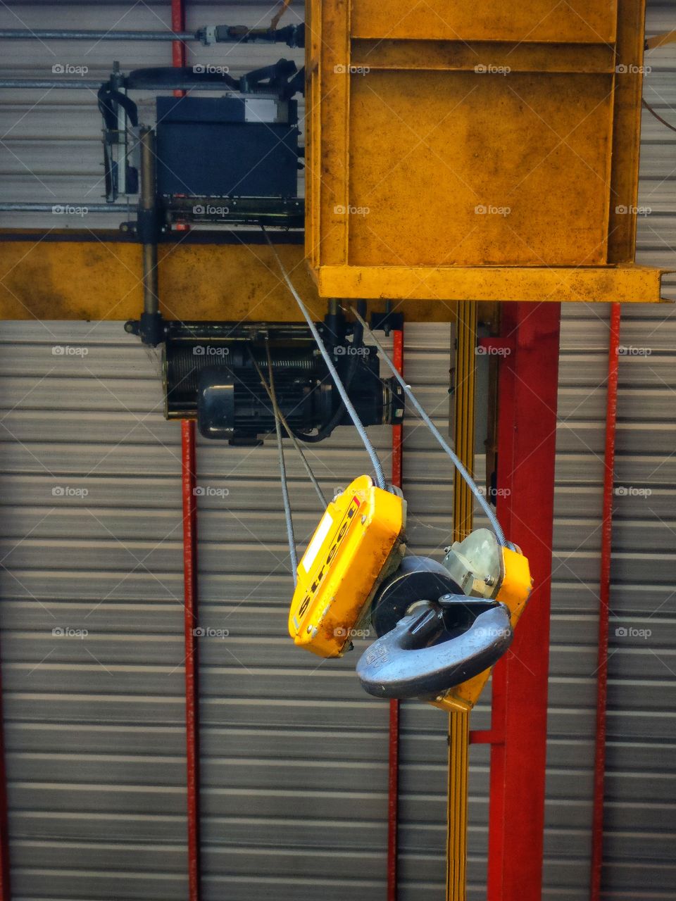 Old overhead 2-ton Crane hanging down