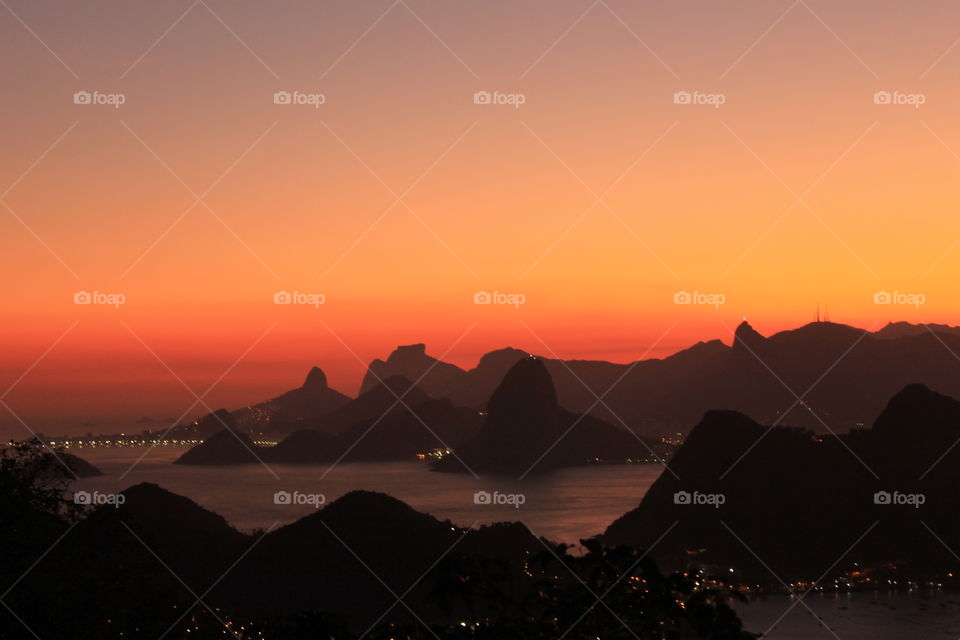 Burning Night. Increable sunset from Niterói City.