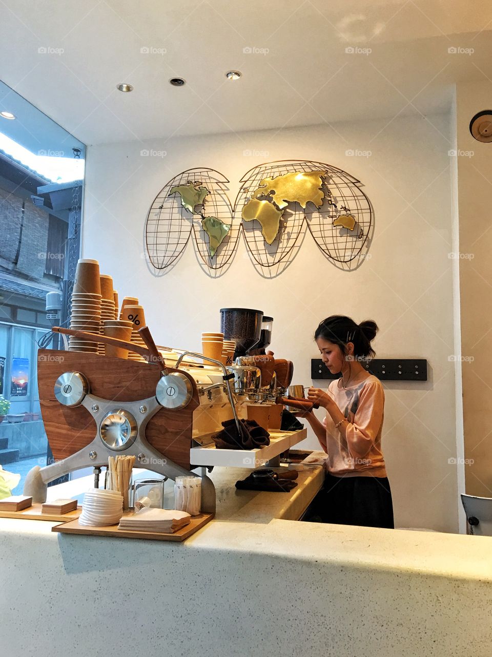 Barista in action