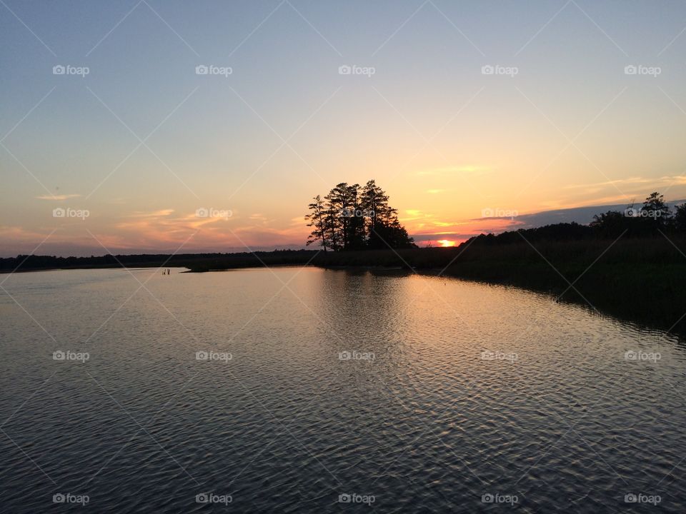 Sunset over water