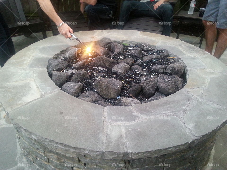 Lighting the Pit. At a viewing party