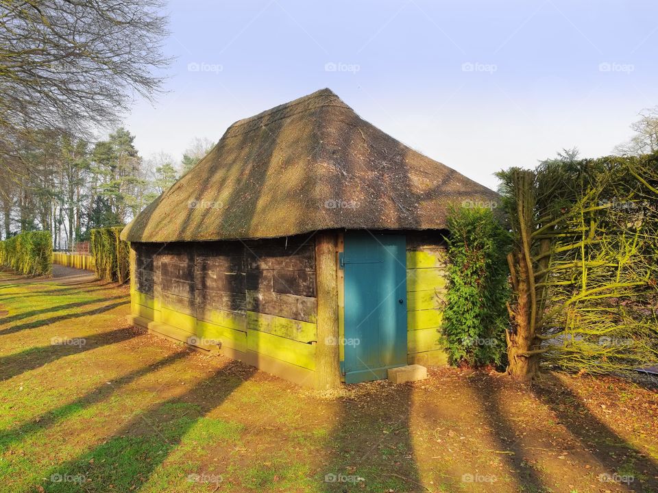 Shed. Thatched roof 