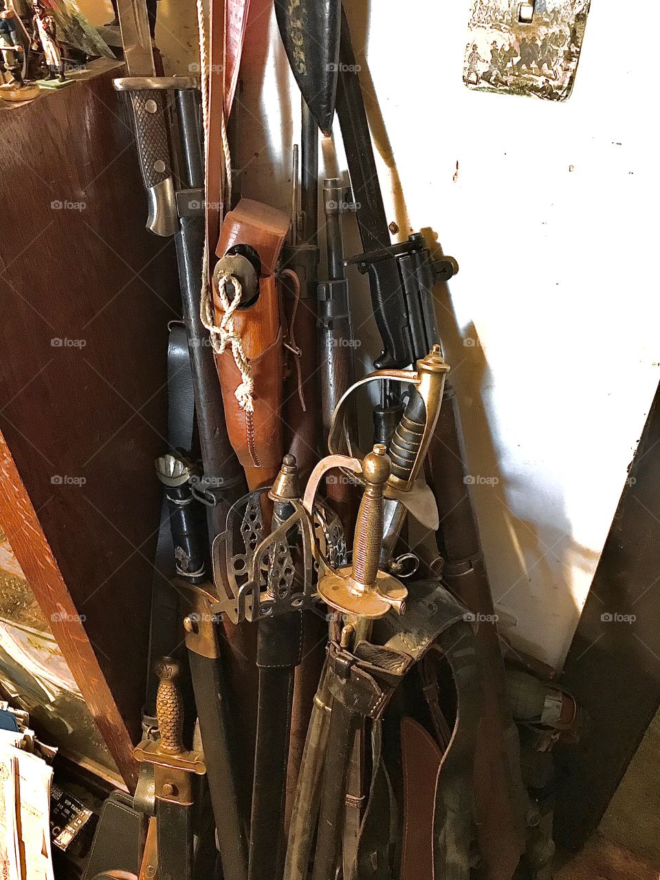 A collection of historical battlefield arms. They are functional and battle-ready implements utilized out on the field during a living history event.