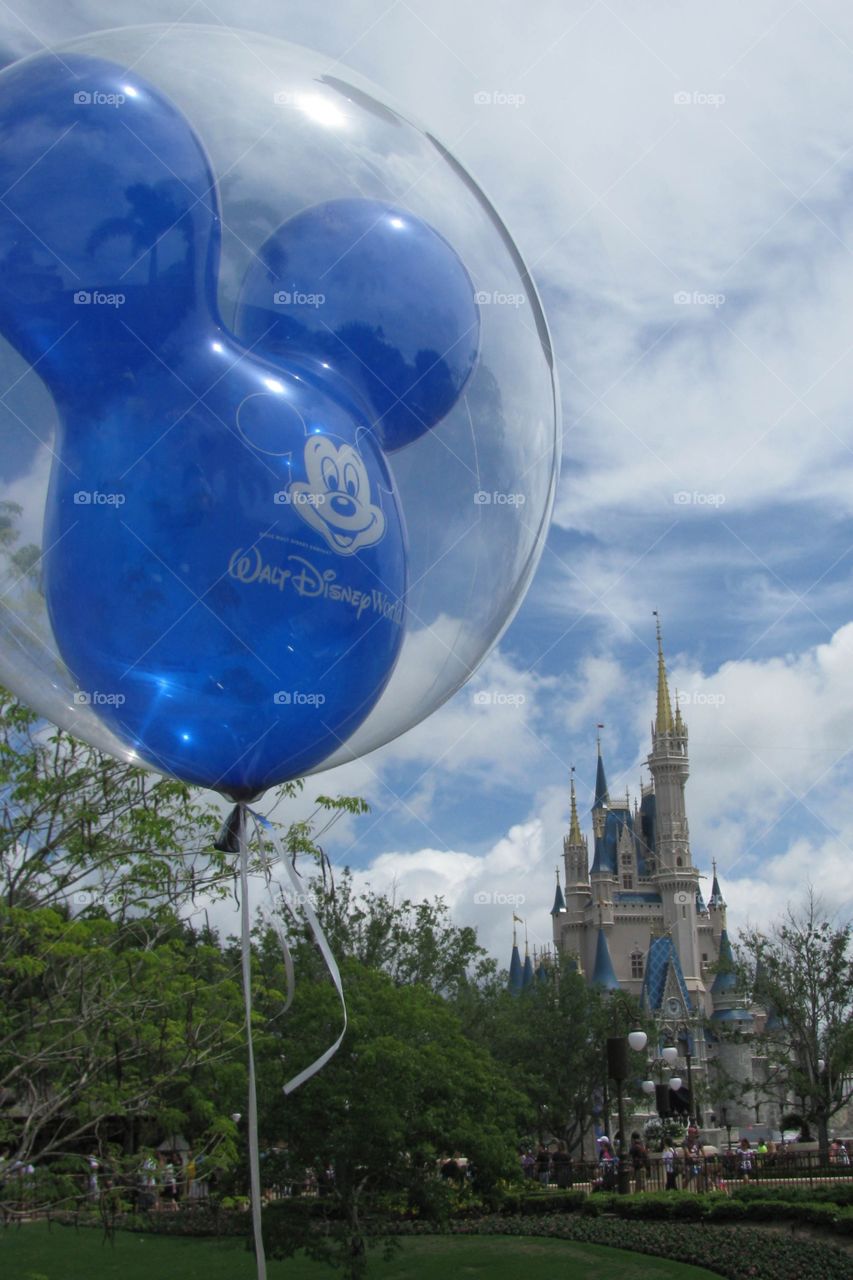 Walt Disney World balloon and Cinderella Castle