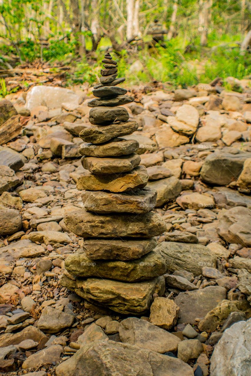 rocks stacked up into a tower