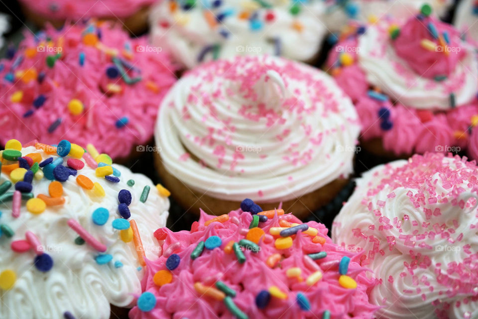 Full frame shot of cupcakes with sprinkles