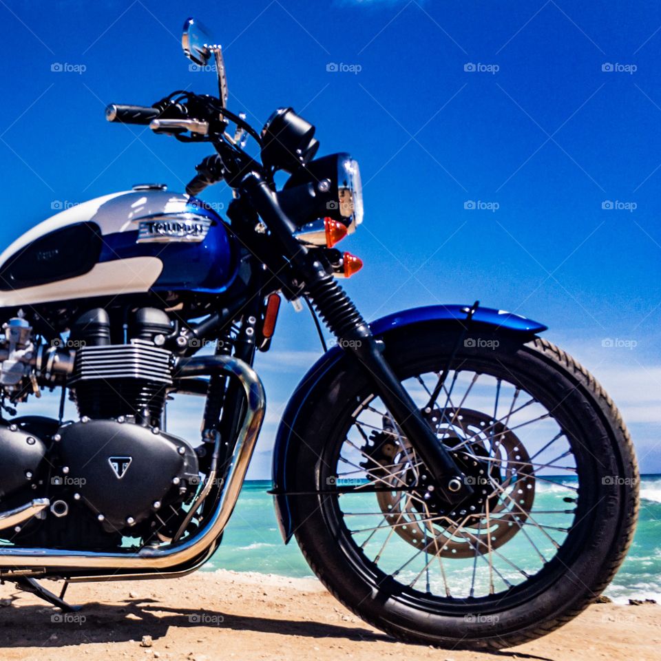 Motorcycle at the beach.  