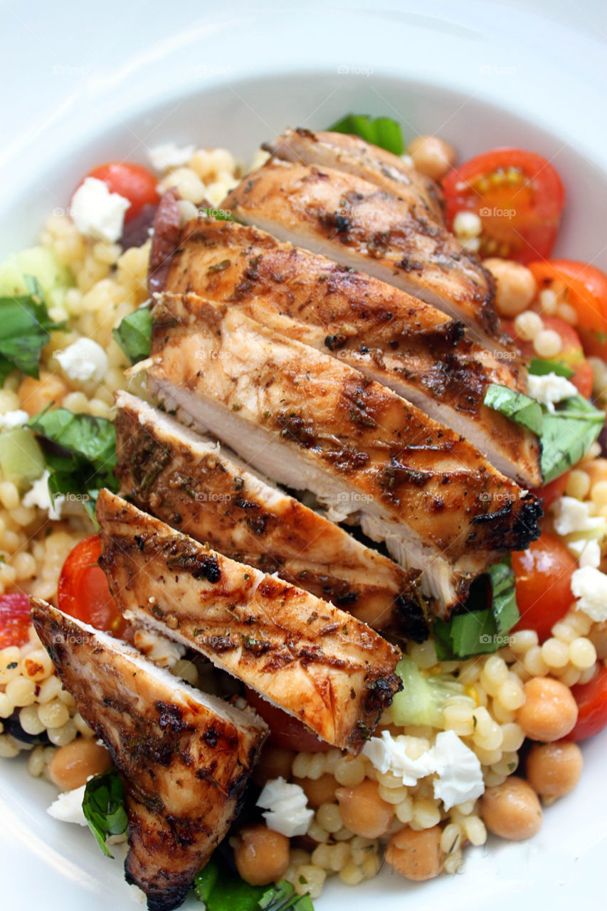 Grilled meat and mediterranean couscous
