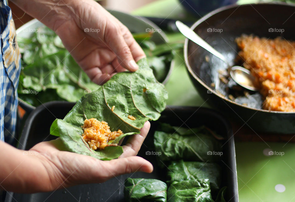 A woman prepared traditional meal for Balkans called "sarmi"