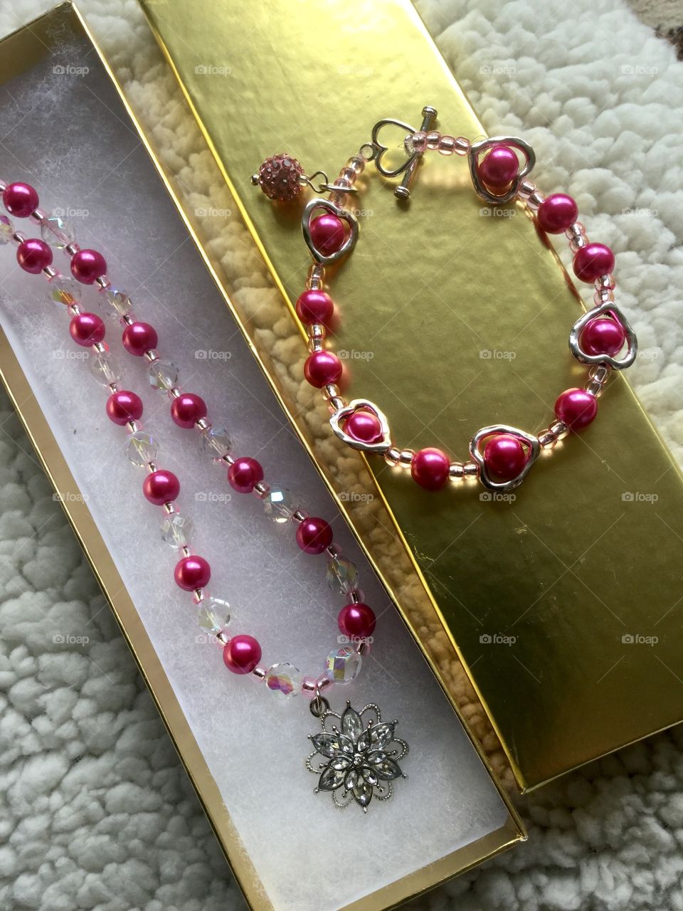 My handcrafted pink and crystal  jewelry 
