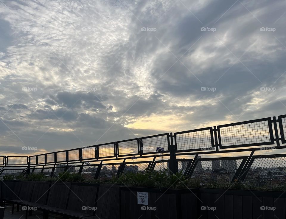 Railing and the sunset architecture 