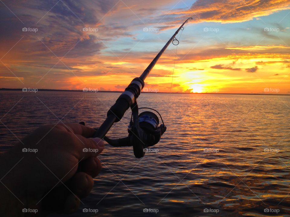 Sunset, Water, Fisherman, Sea, Ocean