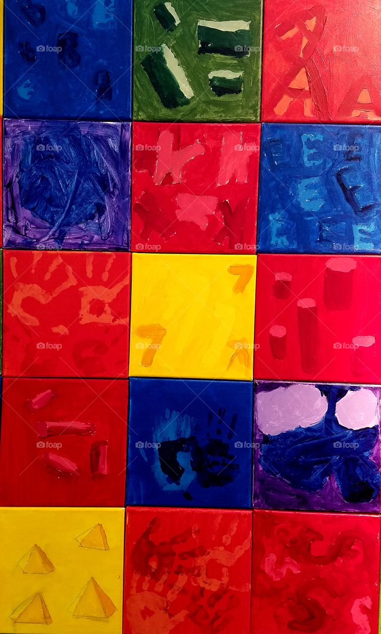 bright hand painted canvas squares