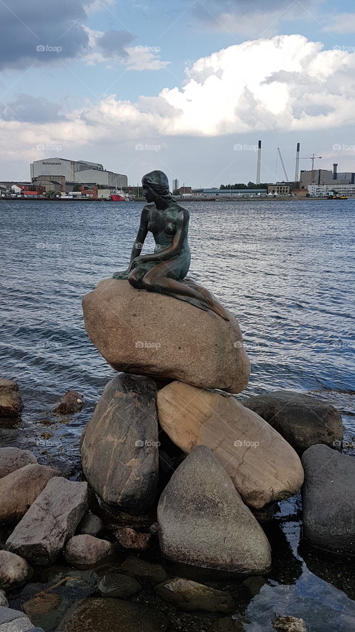 "The Little Mermaid", iconic statue by Edvard Eriksen. Copenhagen. Denmark.