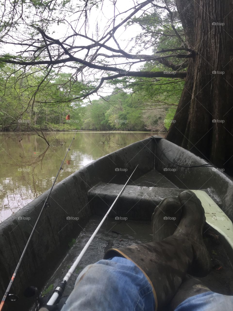 Fishing in my pirogue in bayou Nezpique, one of Louisiana's beautiful bayous 