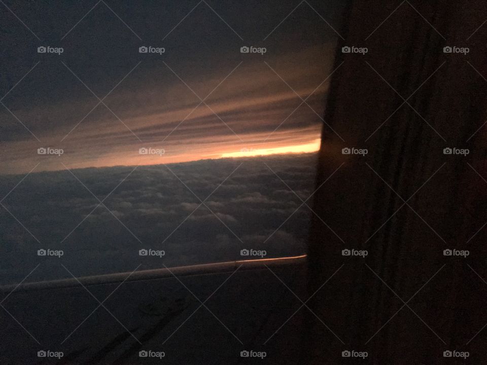 Sunset from a plane window. 