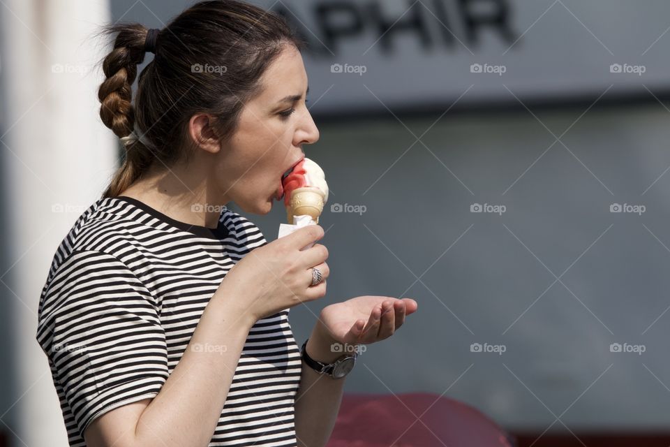 Woman Eating Ice Cream