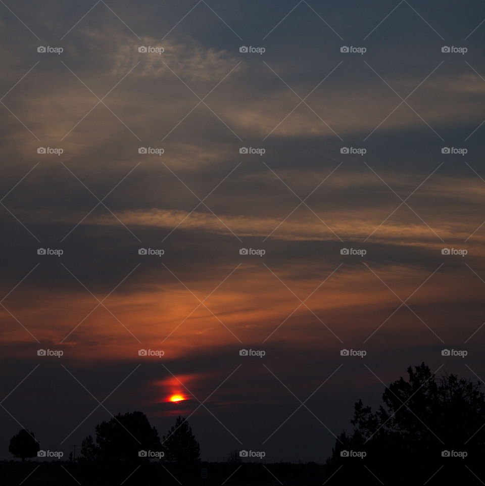 Sundown on the prairie . The sun sets on the Wyoming Prairie in Yellowstone National Park. 