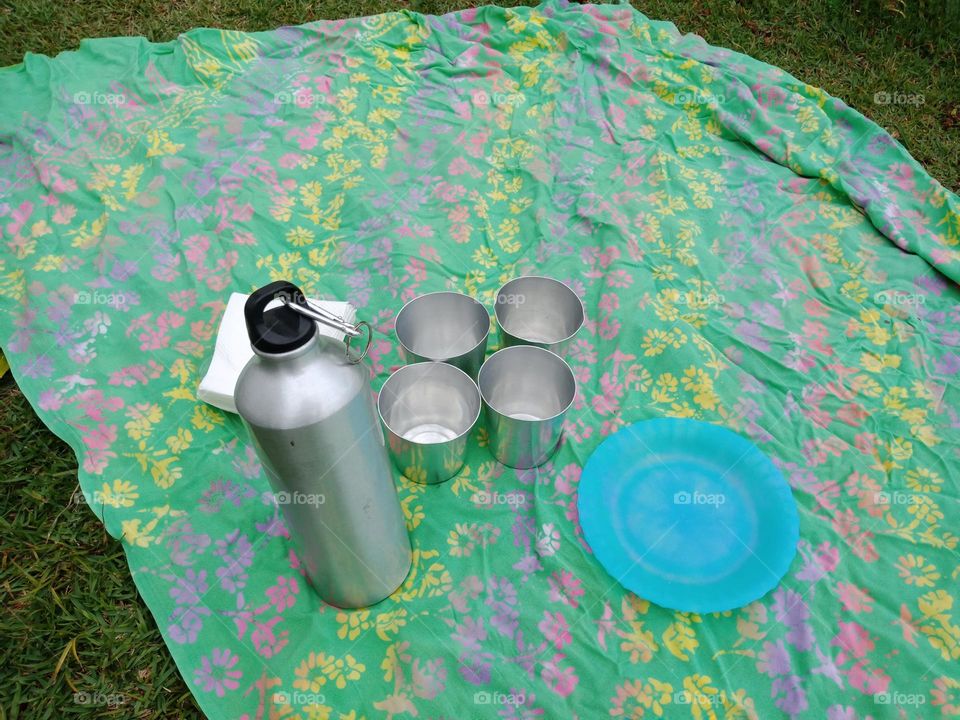 setting up for a picnic