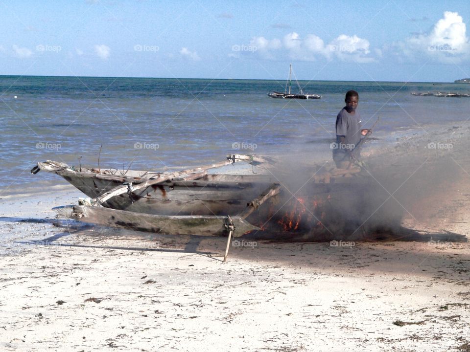 Boat Burning - Zanzibar