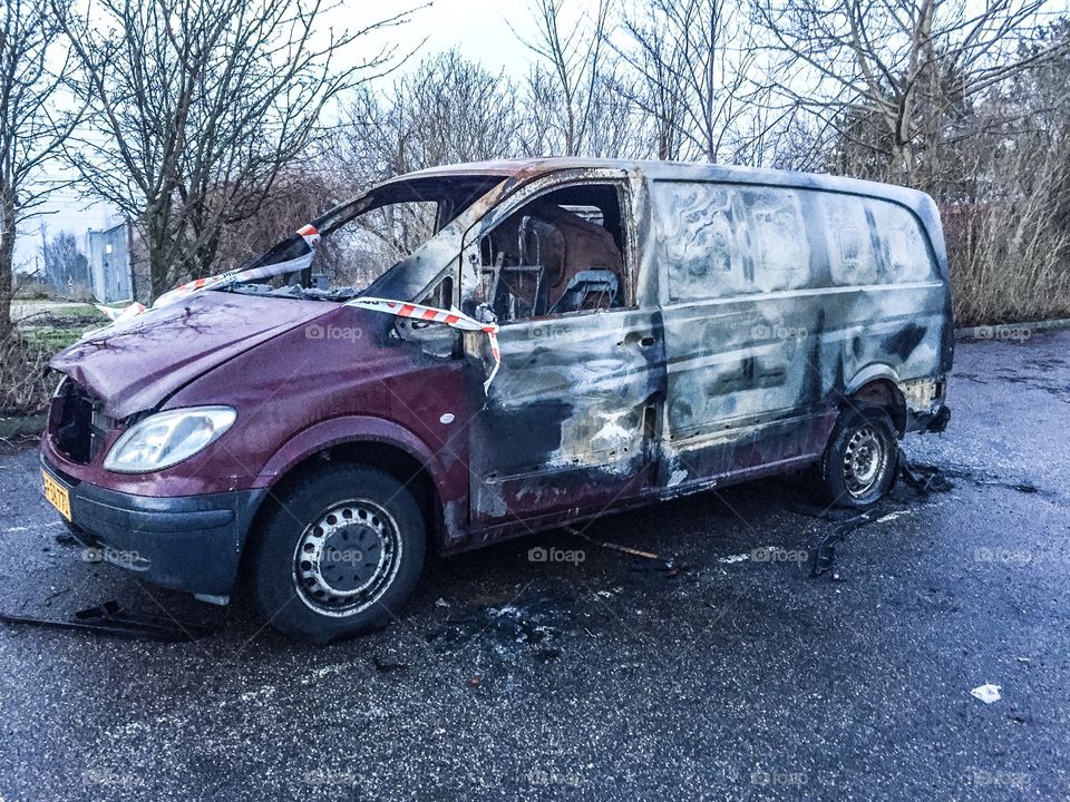 Burned Car . A Van burned out