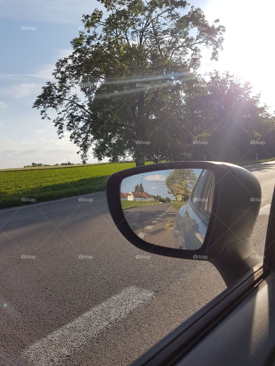 view through the car mirror