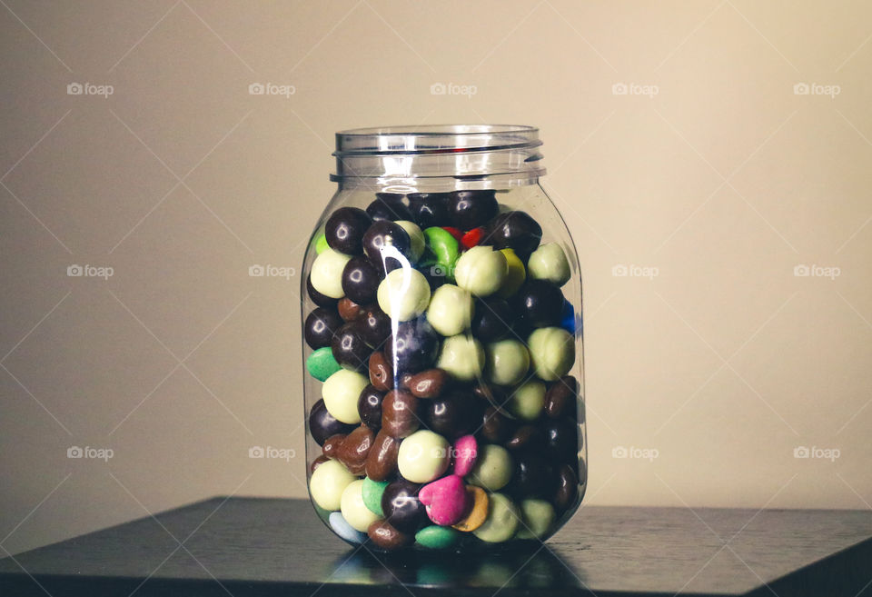 Colorful chocolate and gummy candies