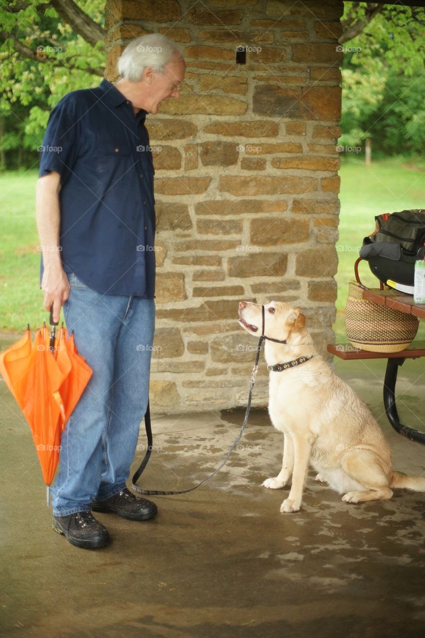 Senior man with dog