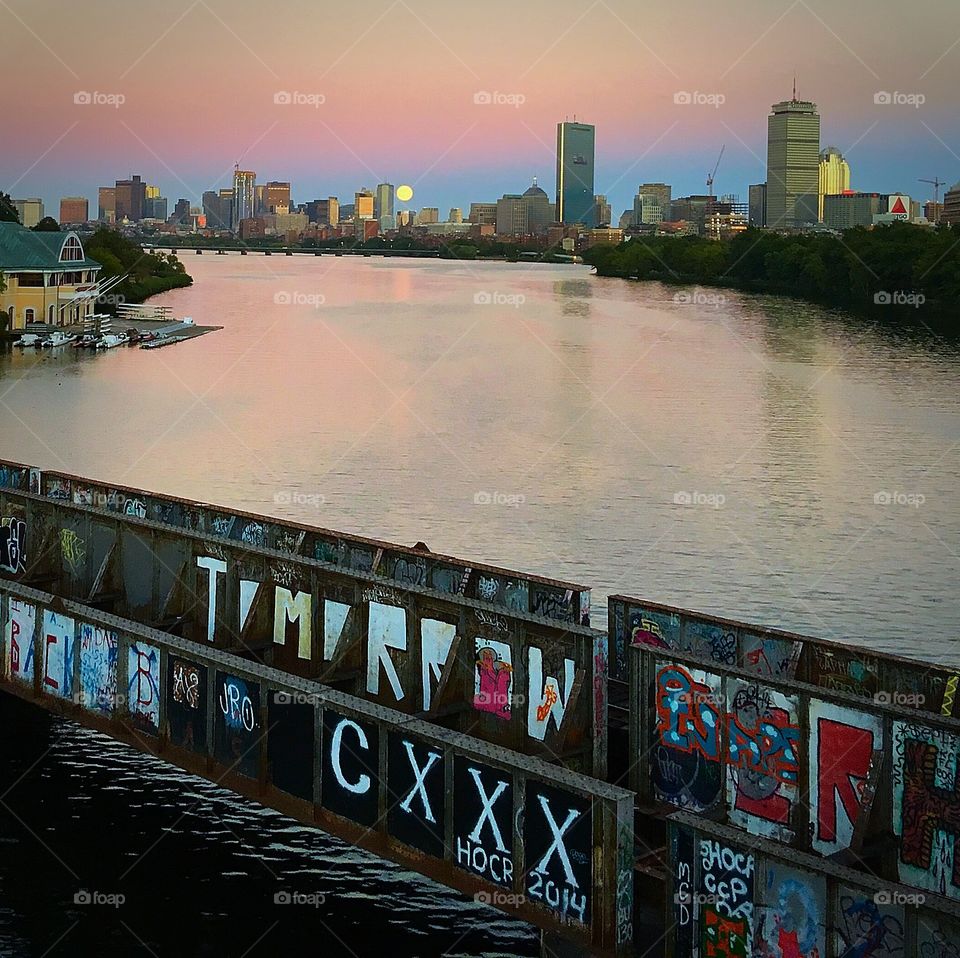 Moonrise over Boston 