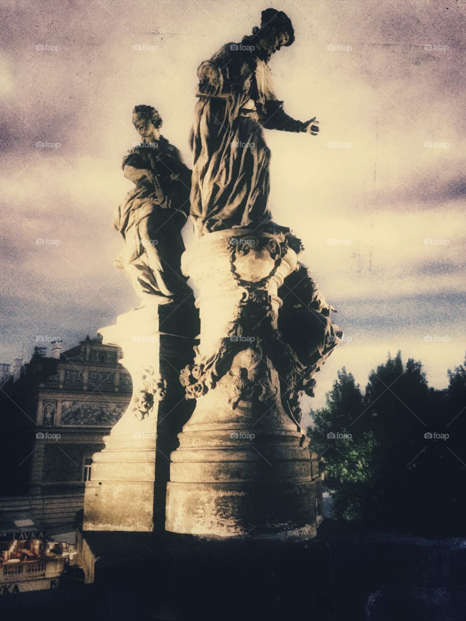 Sculpture on Charles bridge in Prague, Czech Republic 