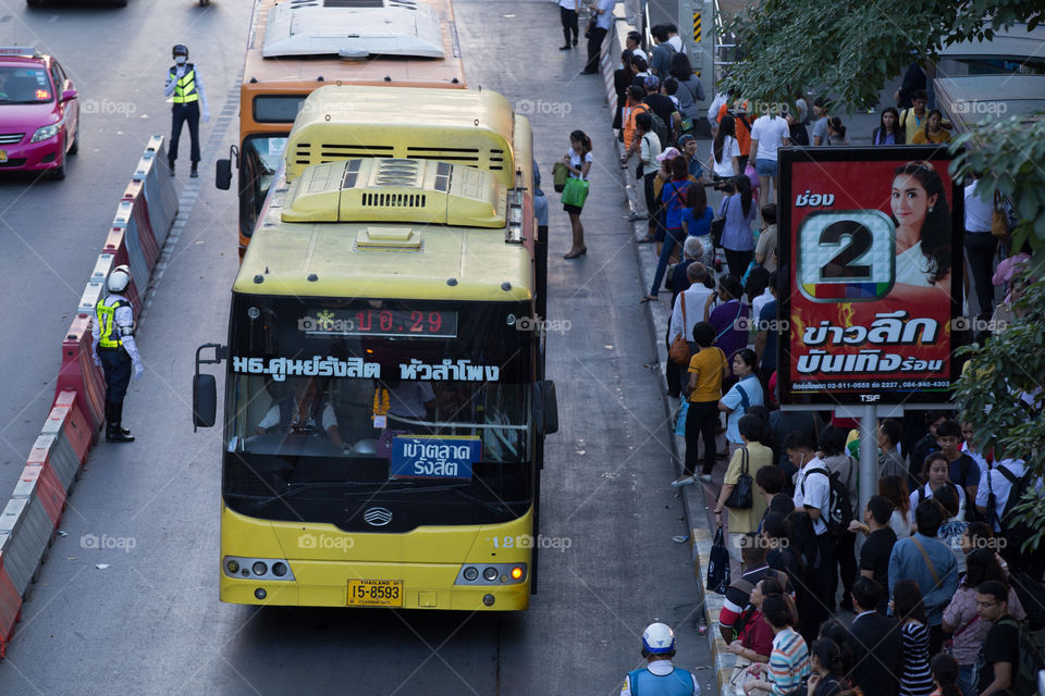 Bus at bus station in Bangkok Thailand 