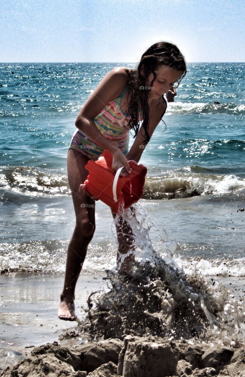 Playing on the beach