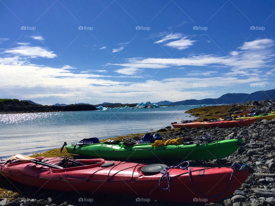 Sea kayaks Prince William sound Alaska 