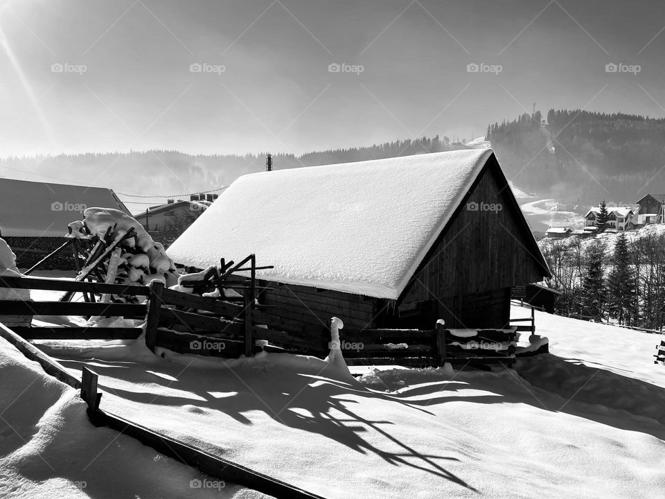 Old house snow