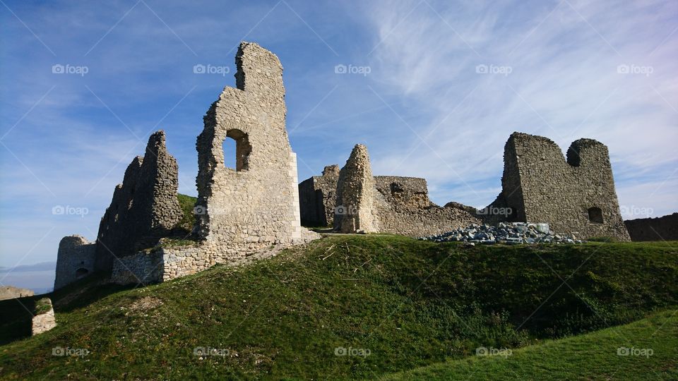 Ruins of castle Branč in southwestern region of Slovakia called Záhorie