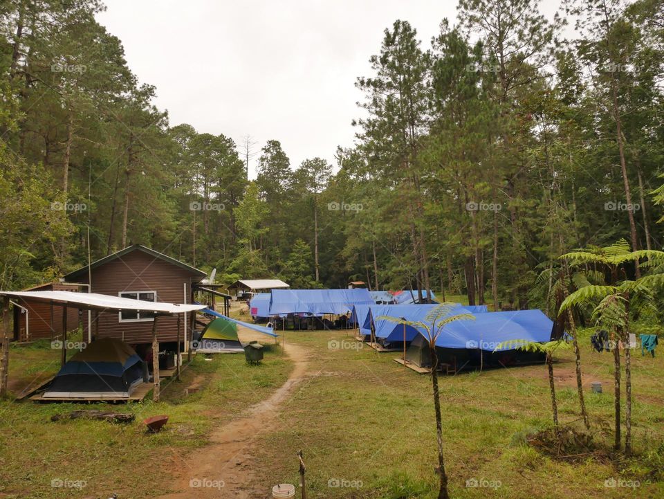 Blue tents in El Cusuco National Park