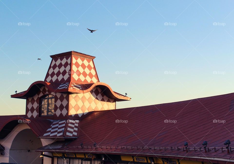 Unusual roofs of the old market in Belgrade