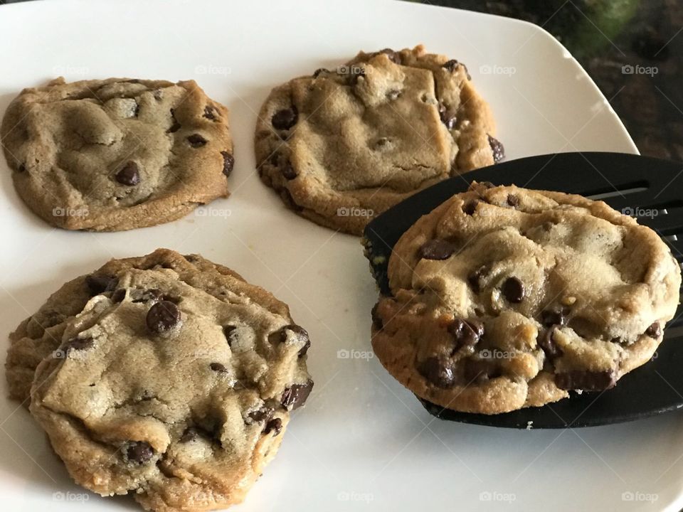 Display of Homemade chocolate chip cookies 
