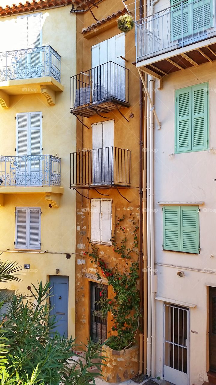 old colorful buildings in Cannes, France