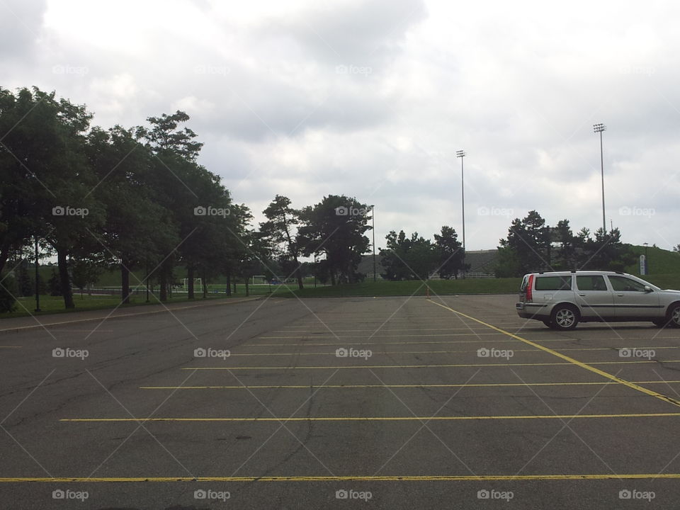 An empty parking lot at SUNY Buffalo 