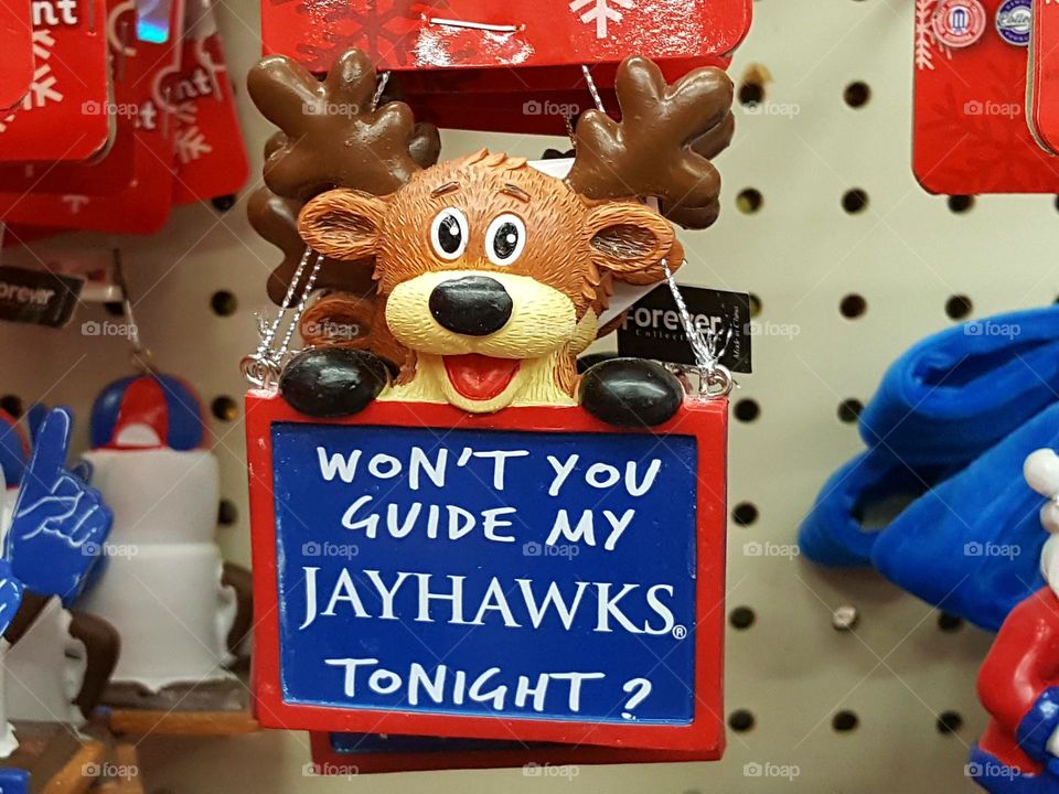 Such a cute little Jayhawk (KU) reindeer!