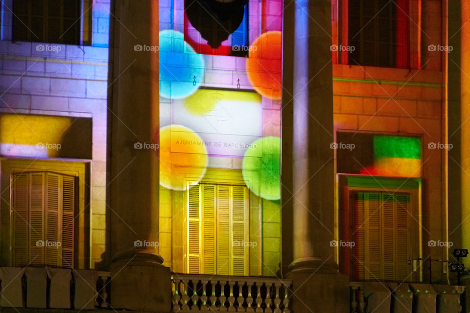 Ayuntamiento de Barcelona. Espectáculo de luces. 