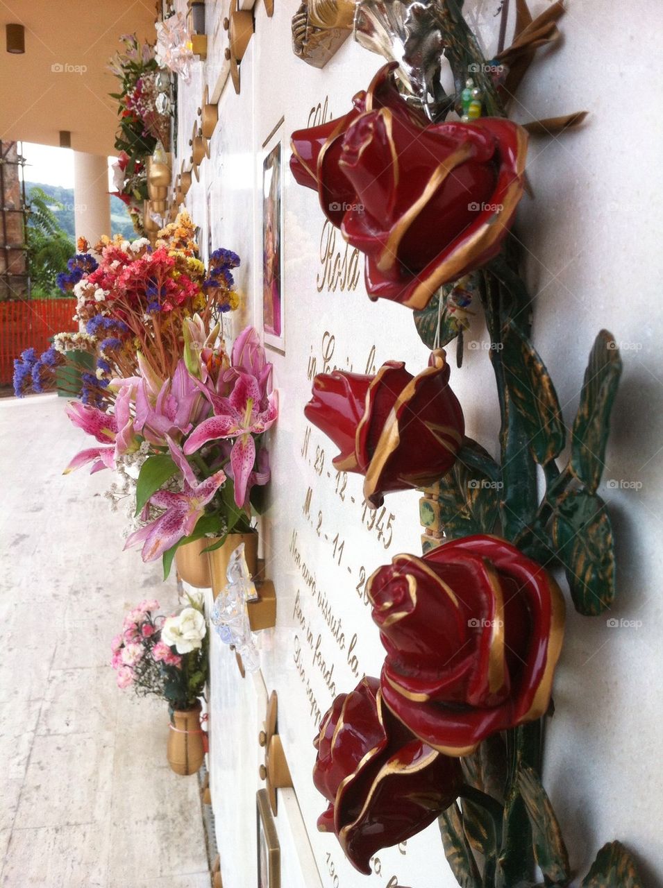 Flowers near cemetery