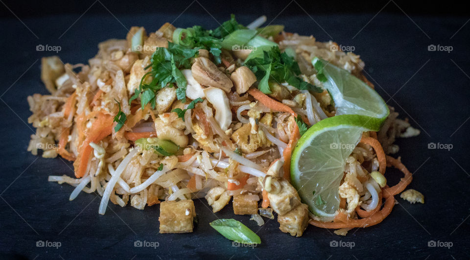 Close-up of pad thai